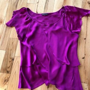 Magenta short sleeved wrap blouse